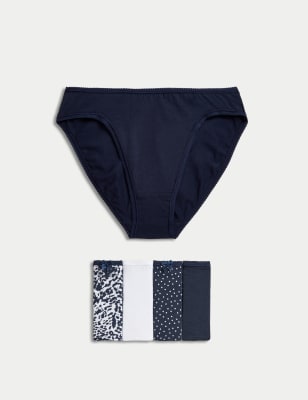 

Womens M&S Collection 5pk Cotton Lycra™ High Leg Knickers - Navy Mix, Navy Mix