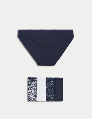 

Womens M&S Collection 5pk Cotton Lycra™ Printed Bikini Knickers - Navy Mix, Navy Mix