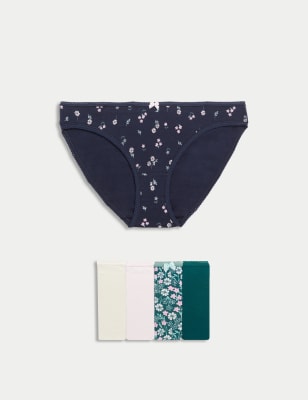 

M&S Collection Pack de 5 braguitas tipo bikini estampadas de algodón y Lycra™Womens - Petrol Green, Petrol Green