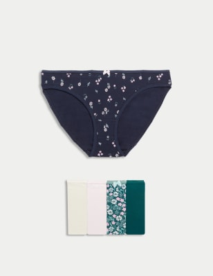 

Womens M&S Collection 5pk Cotton Lycra™ Printed Bikini Knickers - Petrol Green, Petrol Green