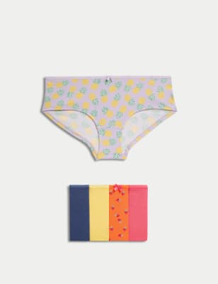 

M&S Collection Pack de 5 braguitas culotte estampadas de Lycra™ de algodón de talle bajoWomens - Yellow Mix, Yellow Mix