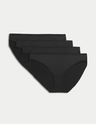 

Womens M&S Collection 4pk Microfibre Bikini Knickers - Black, Black
