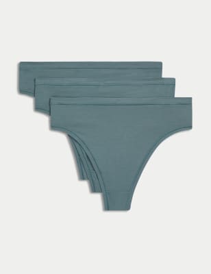 

Womens Body by M&S 3pk Flexifit™ Modal High Waisted Thongs - Smokey Green, Smokey Green