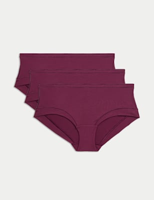 

Womens Body by M&S 3pk Flexifit™ Modal Low Rise Shorts, Dark Magenta