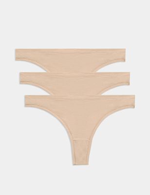 Womens Body by M&S 3pk Flexifit™ Modal Thongs, Opal