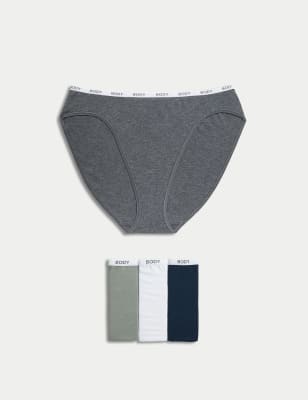 

Womens Body by M&S 4pk Cotton Rich High Leg Knickers - Grey Mix, Grey Mix