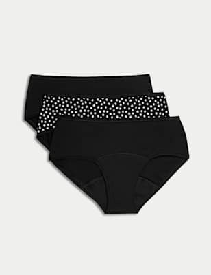 

M&S Collection Pack de 3 braguitas de corte bajo para la menstruación de alta absorciónWomens - Black Mix, Black Mix