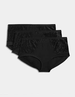 

M&S Collection Pack de 3 braguitas culotte con encaje y tiro altoWomens - Black, Black