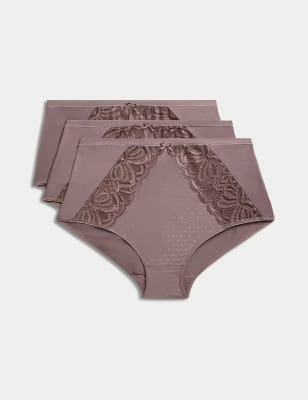 

Womens M&S Collection 3pk Amelia Lace Full Briefs, Taupe
