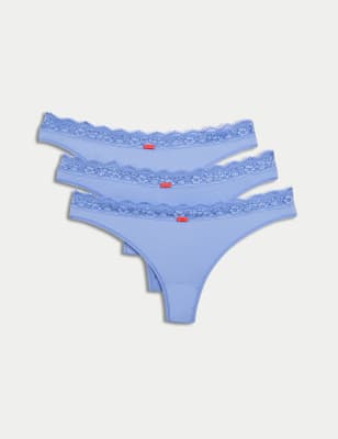 

Womens M&S Collection 3pk Thongs - Cornflower, Cornflower