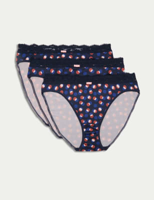 

Womens M&S Collection 3pk Printed High Leg Knickers - Blue Mix, Blue Mix