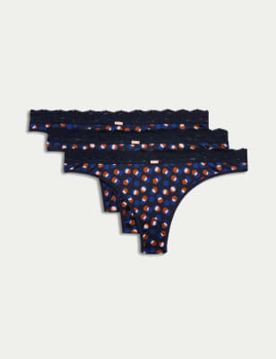 

Womens M&S Collection 3er-Pack Tangas mit Muster - Blue Mix, Blue Mix