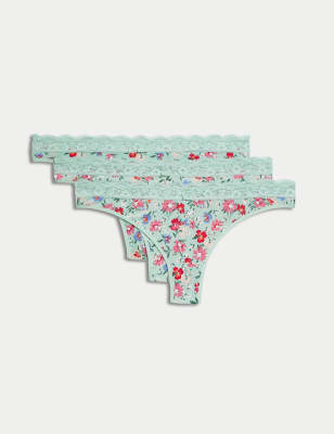 

Womens M&S Collection 3pk Printed Thongs - Aqua Mix, Aqua Mix