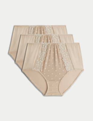 

M&S Collection Pack de 3 braguitas altas con bordado de margaritasWomens - Rose Quartz, Rose Quartz