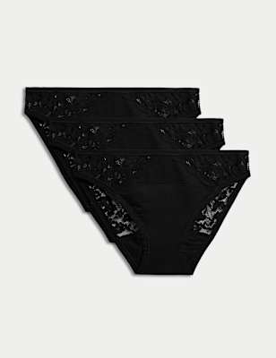 

Womens M&S Collection 3er-Pack Bikinislips mit hoher Saugkraft für Menstruationstage - Black, Black