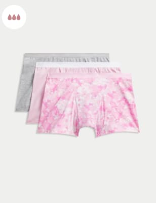 

Womens M&S Collection 3er-Pack Shorts für Jugendliche mit hoher Saugkraft für die erste Periode - Pink Mix, Pink Mix