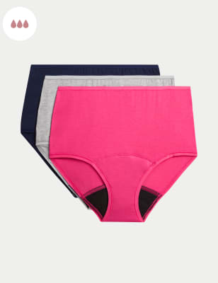 

Womens M&S Collection 3pk Heavy Absorbency Period Full Briefs - Pink Mix, Pink Mix
