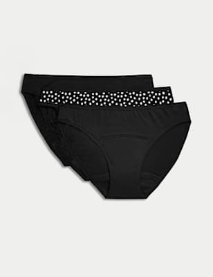 

Womens M&S Collection 3pk Moderate Absorbency Period Bikini Knickers - Black Mix, Black Mix