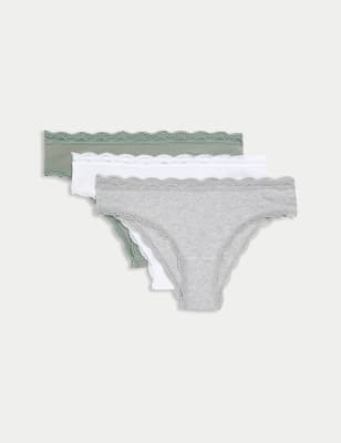 

Womens M&S Collection 3pk Cotton Rich Brazilian Knickers - Green Mix, Green Mix