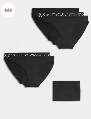 

M&S Collection Pack de 5 braguitas bikini para la menstruación de alta absorciónWomens - Black, Black