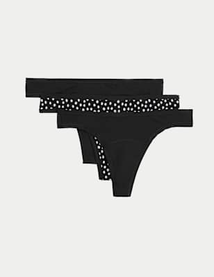 

Womens M&S Collection 3pk Light Absorbency Period Thongs - Black Mix, Black Mix