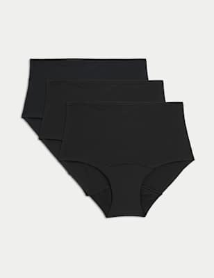 

Womens M&S Collection 3pk No VPL Heavy Absorbency Period Full Briefs - Black, Black