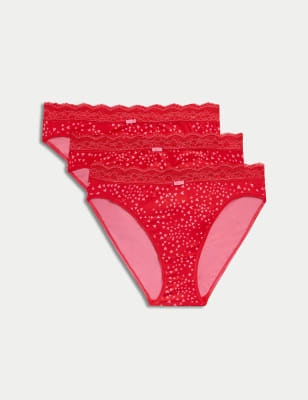 

Womens M&S Collection 3pk Printed High Leg Knickers - Red Mix, Red Mix