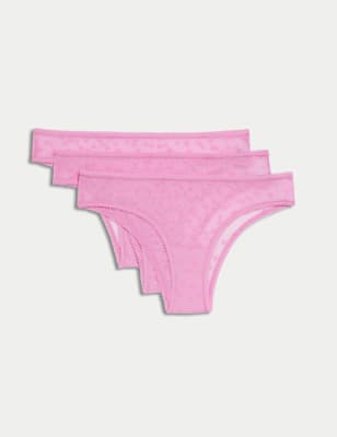 

Womens M&S Collection 3er-Pack Brazilian-Slips mit Herz-Print - Pink, Pink