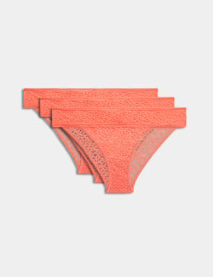 

Womens M&S Collection 3pk Animal Lace Brazilian Knickers - Bright Coral, Bright Coral