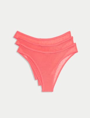 

Womens M&S Collection 3pk Mini Heart Flock Knickers - Bright Coral, Bright Coral