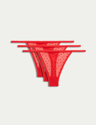 

Womens M&S Collection 3pk Heart Tanga Thongs - Red, Red