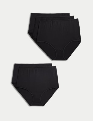 

Womens M&S Collection 5pk Pure Cotton Full Briefs - Black, Black