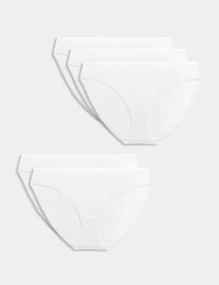 

Womens M&S Collection 5pk Pure Cotton Bikini Knickers, White
