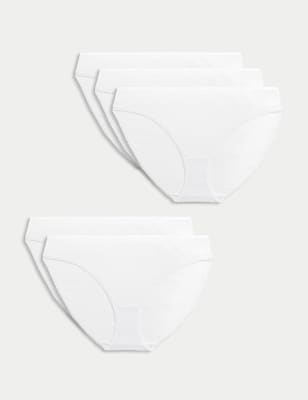 

Womens M&S Collection 5pk Pure Cotton Bikini Knickers - White, White