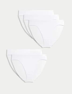 

Womens M&S Collection 5pk Pure Cotton High Leg Knickers - White, White