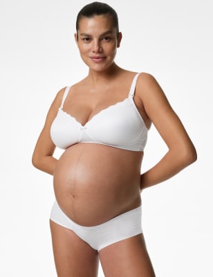 

Womens M&S Collection 3pk Cotton Modal Under Bump Maternity Knickers - White Mix, White Mix