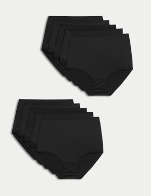 

Womens M&S Collection 10pk High Waisted Full Briefs - Black, Black