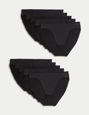 

Womens M&S Collection 10pk Microfibre High Rise High Leg Knickers - Black, Black