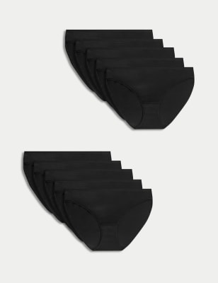 

Womens M&S Collection 10pk Microfibre Bikini Knickers - Black, Black