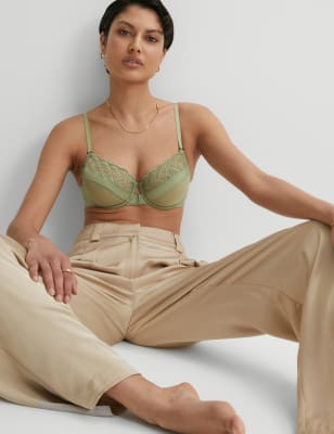 

Womens Autograph Belize Embroidery Wired Balcony Bra A-E - Light Olive, Light Olive