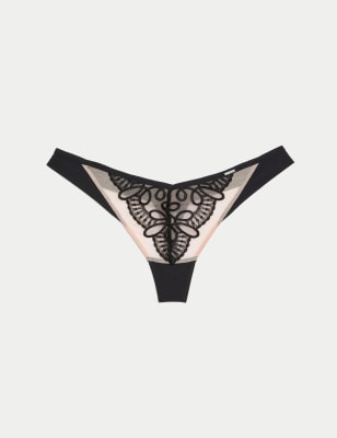 

Womens Autograph Bordeaux Embroidery Thong - Black Mix, Black Mix