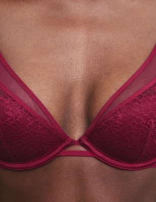 

Womens Autograph Tivoli Lace Wired Plunge Bra (A-E) - Claret, Claret