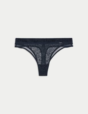 

Womens Autograph Tivoli Patterned Lace Thong - Dark Navy, Dark Navy