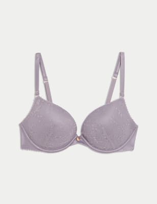 

Womens Rosie Rosa Lace Wired Push-Up Plunge Bra A-E, Violet Storm