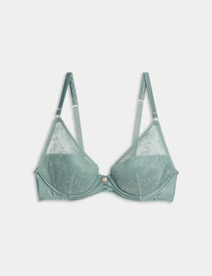 

Womens Rosie Rosa Lace Wired Plunge Bra A-E - Dark Sage, Dark Sage