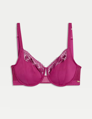 

Womens Rosie Jasmine Embroidery Wired Minimiser Bra (C-G) - Dark Raspberry, Dark Raspberry