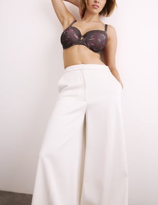 

Womens Rosie Mimosa Silk & Lace Wired Balcony Bra F-H, Mole Mix