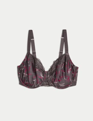 

Womens Rosie Mimosa Silk & Lace Wired Balcony Bra F-H - Mole Mix, Mole Mix