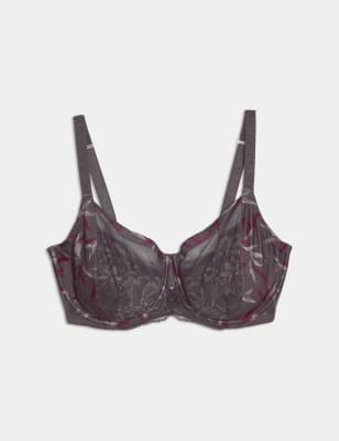 

Womens Rosie Mimosa Silk & Lace Wired Minimiser Bra (C-G) - Mole Mix, Mole Mix