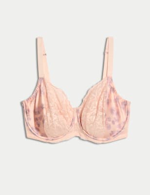 

Womens Rosie Cherry Blossom Silk Wired Minimiser Bra (C-G) - Melba Blush, Melba Blush